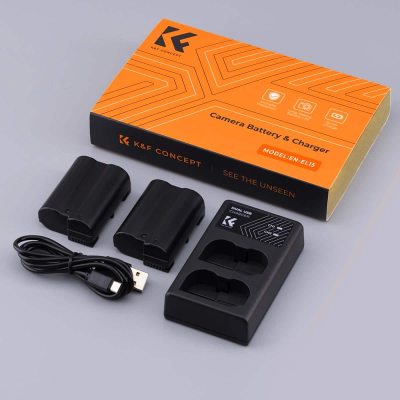 Kit 2 Baterías + Cargador Dual K&F Concept EN-EL15 (KF28.0012)