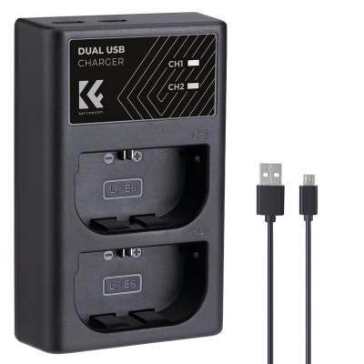 K&F Concept KIT 2 BATERÍAS CON CARGADOR DUAL CANON LP-6