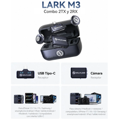 Hollyland Lark M3  2TX - 2RX  - micrófono inalámbrico